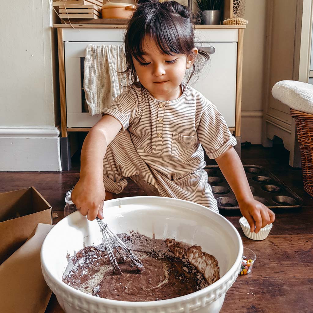 Open-ended play with cake ingredients