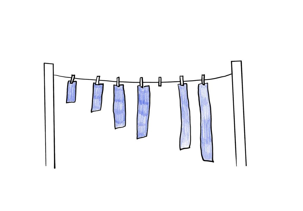 Putting strips in order of length on a washing line