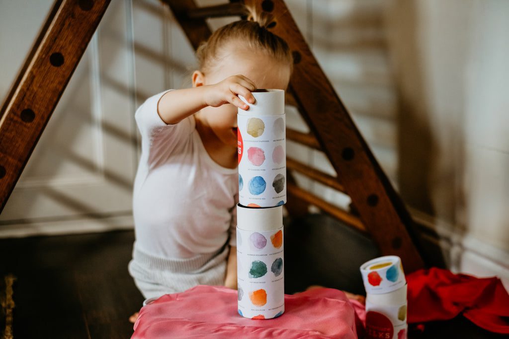 Stacking cardboard tubes for heuristic play