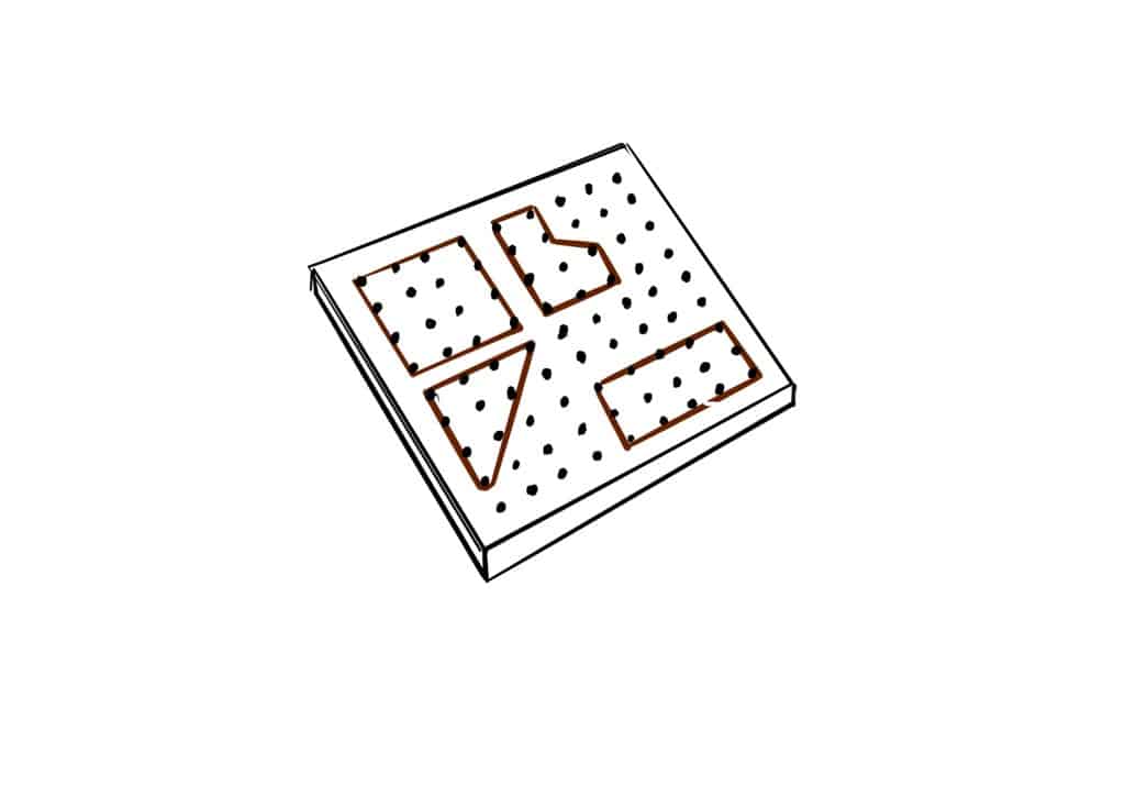 A geoboard with elastic bands