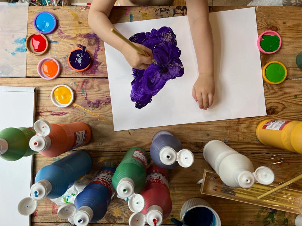 Process art - a child experimenting with paint and forms